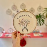 χειροποίητο κέντημα σε τελάρο happymess thread jar