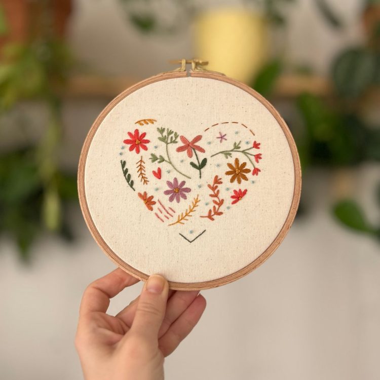 χειροποίητο κέντημα σε τελάρο self love thread jar